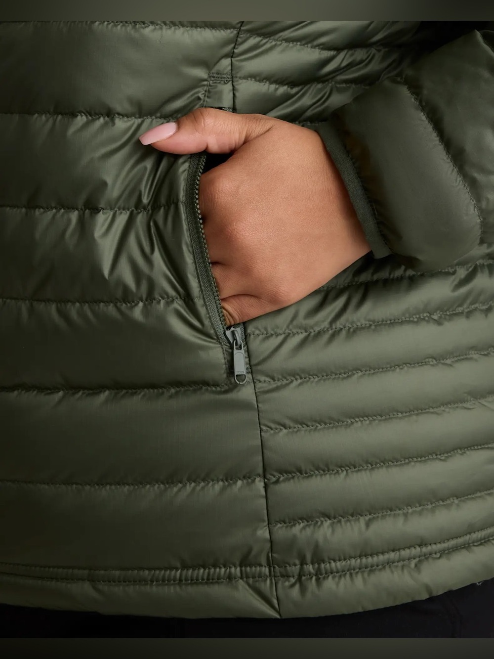 Quince Womens Lightweight Goose Down Packable Puffer Jacket Olive Green Loden XL - Picture 3 of 9